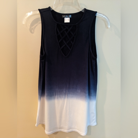 Venus Vneck Sleeveless Ombre Tunic with detail interest at neck - Picture 1 of 4